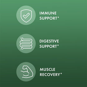 Capsules de colostrum Dr. Mercola sur une surface blanche