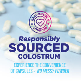 Capsules de colostrum Nature's Nutrition sur une table