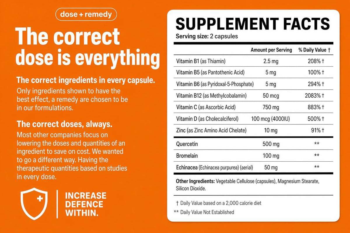 Capsules de complément alimentaire dose + remedy Echinacée sur une surface