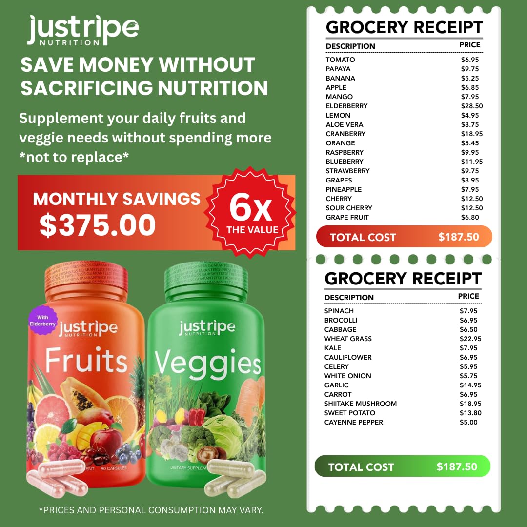 Capsules de complément alimentaire Fruits et Légumes sur une table