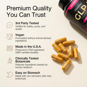 Capsules de complément alimentaire GLP-1 UNALTERED dans une main