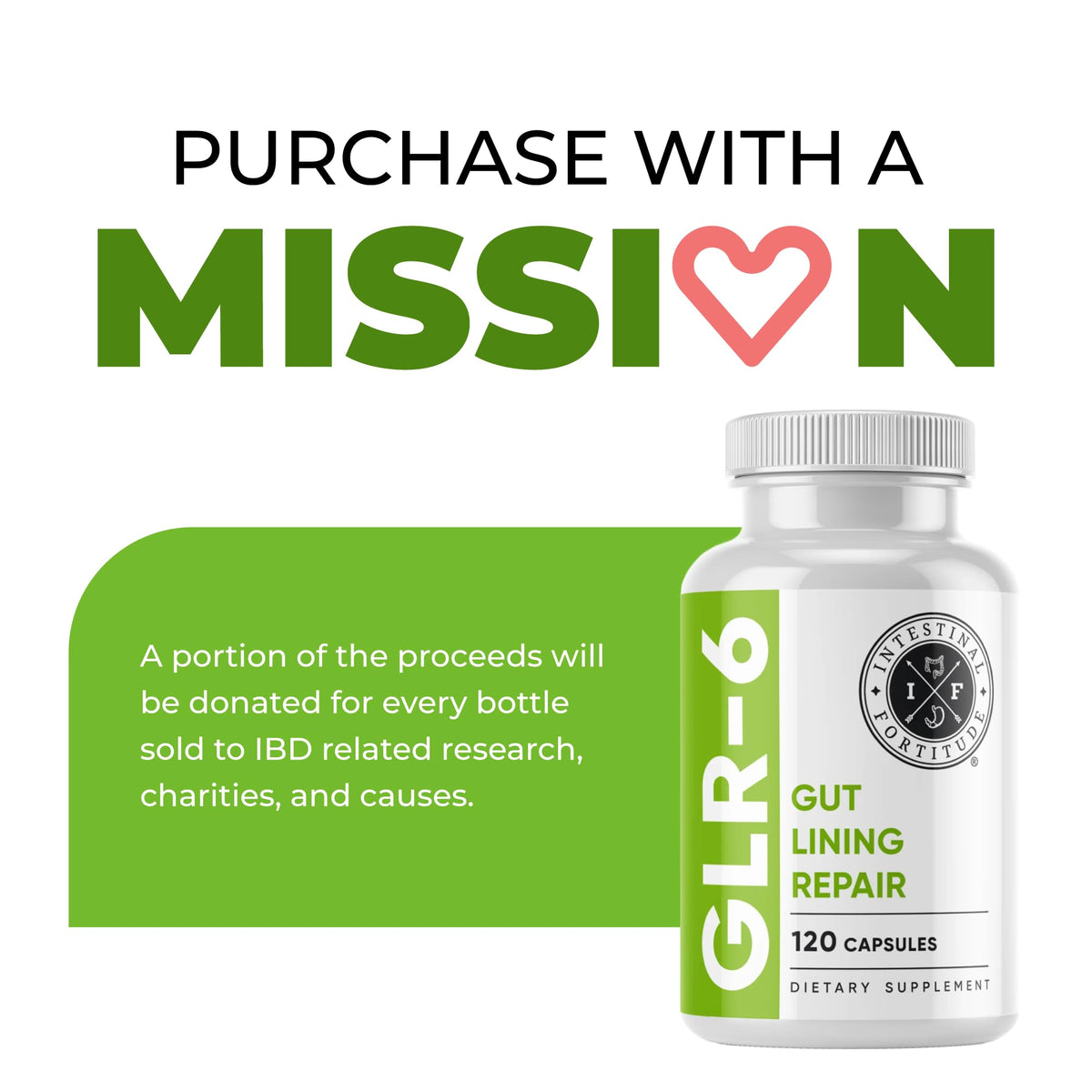 Capsules de complément alimentaire Intestinal Fortitude GLR-6 sur un fond neutre