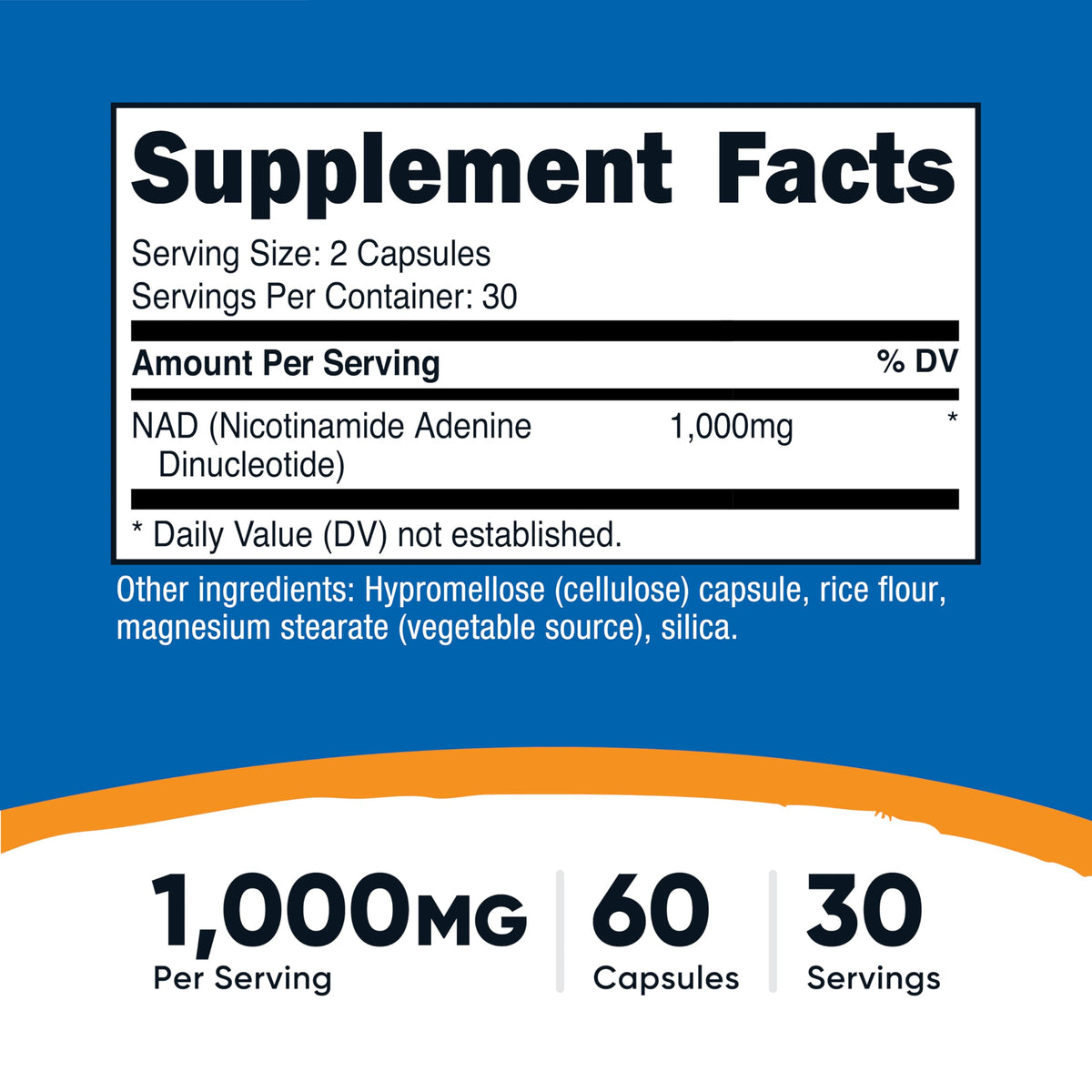 Capsules de complément alimentaire Nutricost NAD+ sur une surface blanche