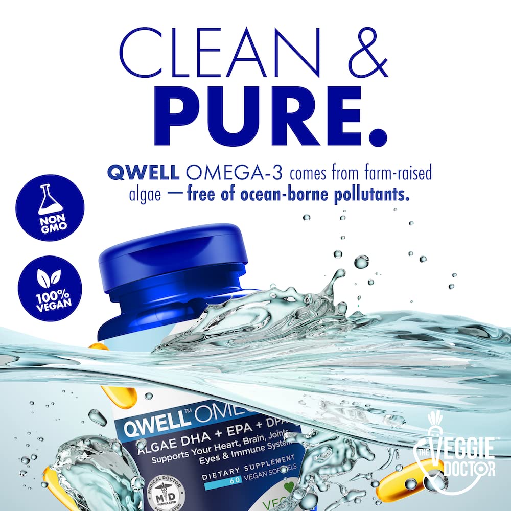 Capsules de Complément Alimentaire Omega 3 Végétal avec un verre d'eau
