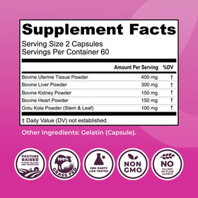 Capsules de complément alimentaire organes de bœuf, format 120 capsules