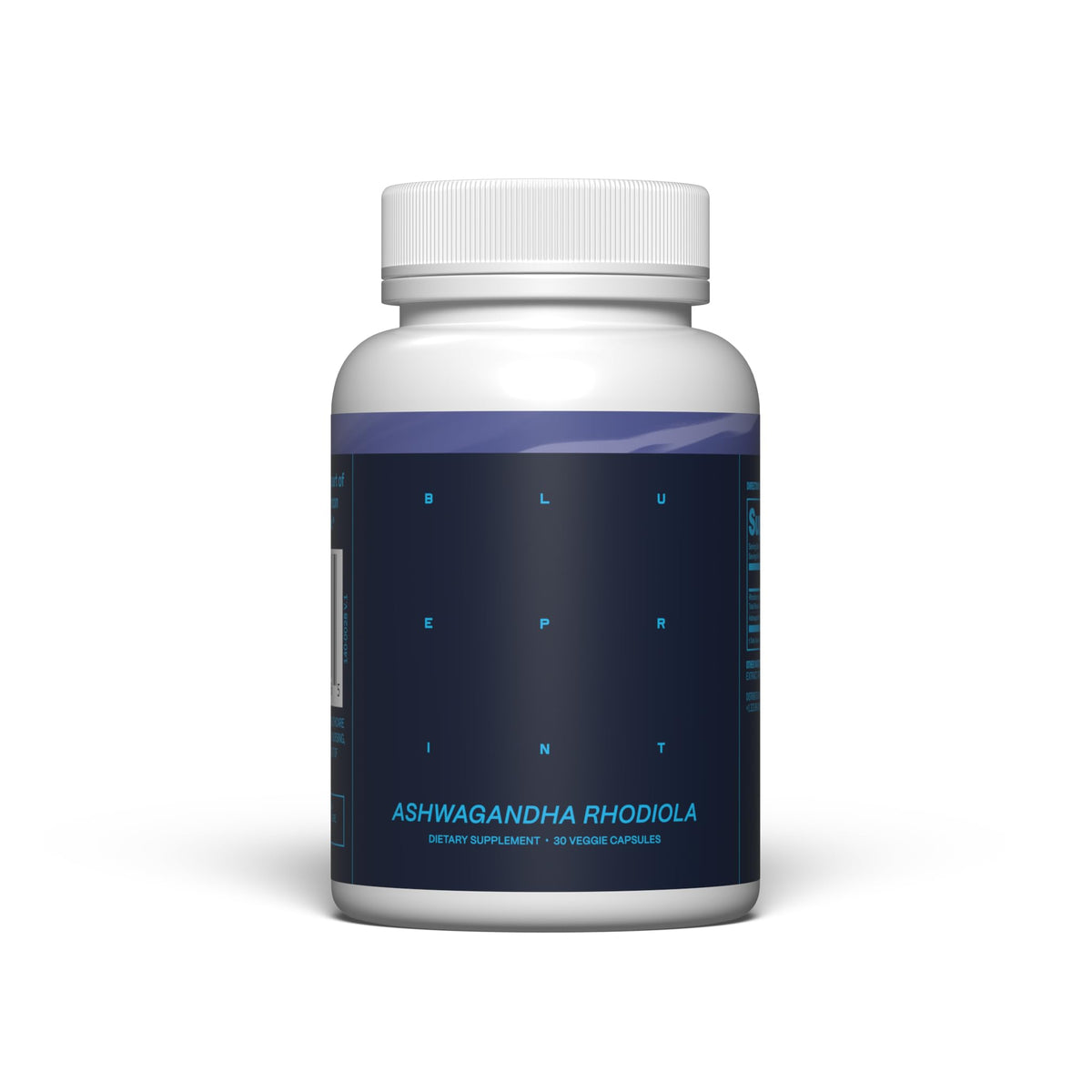 Capsules de complément Ashwagandha et Rhodiola Blueprint Bryan Johnson en boîte