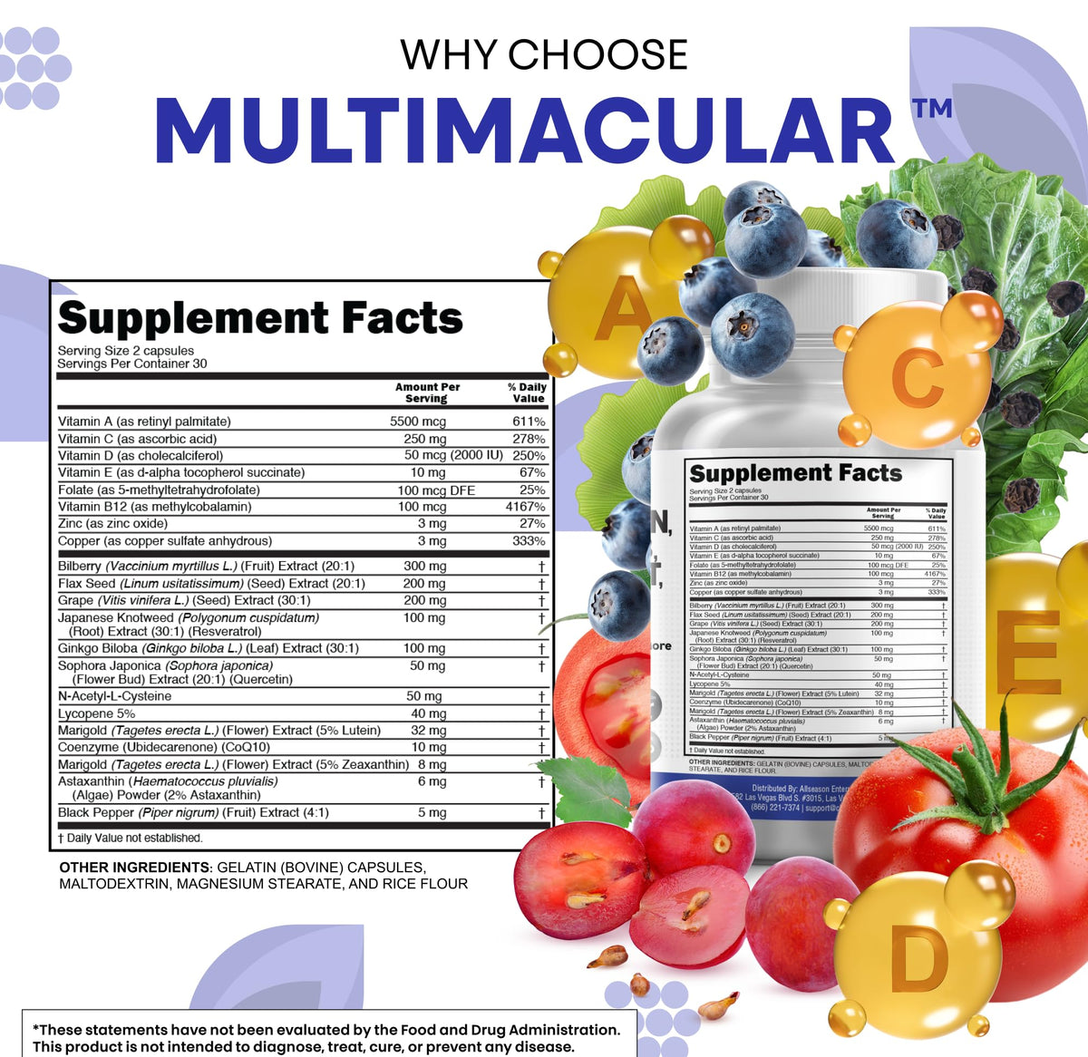 Capsules de Compléments Alimentaires Clean Nutraceuticals Luteine 40mg
