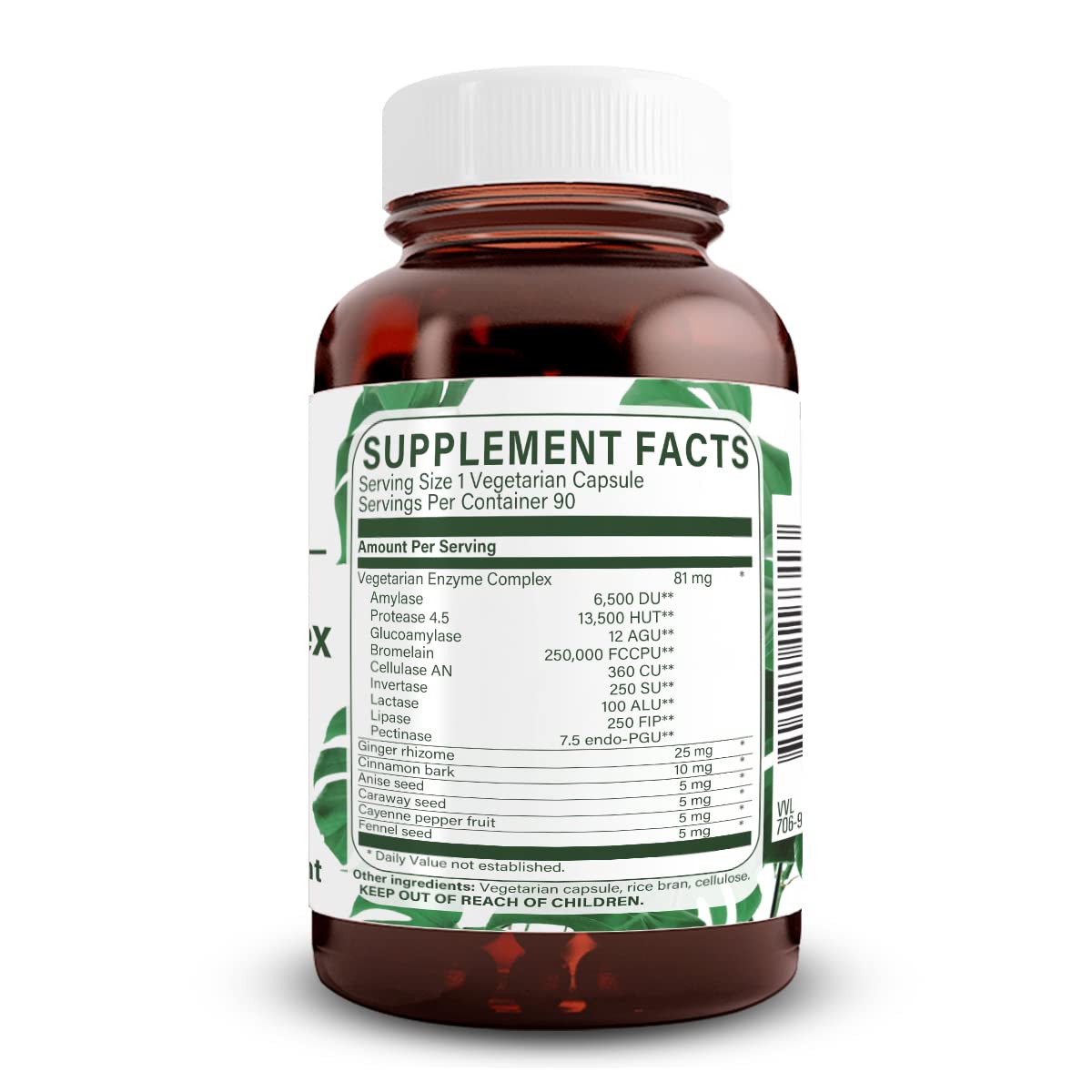 Capsules de complexe d'enzymes végétales Natural Nutra sur une surface en bois
