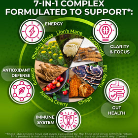 Capsules de complexe de champignons Nutrition Restore dans un verre