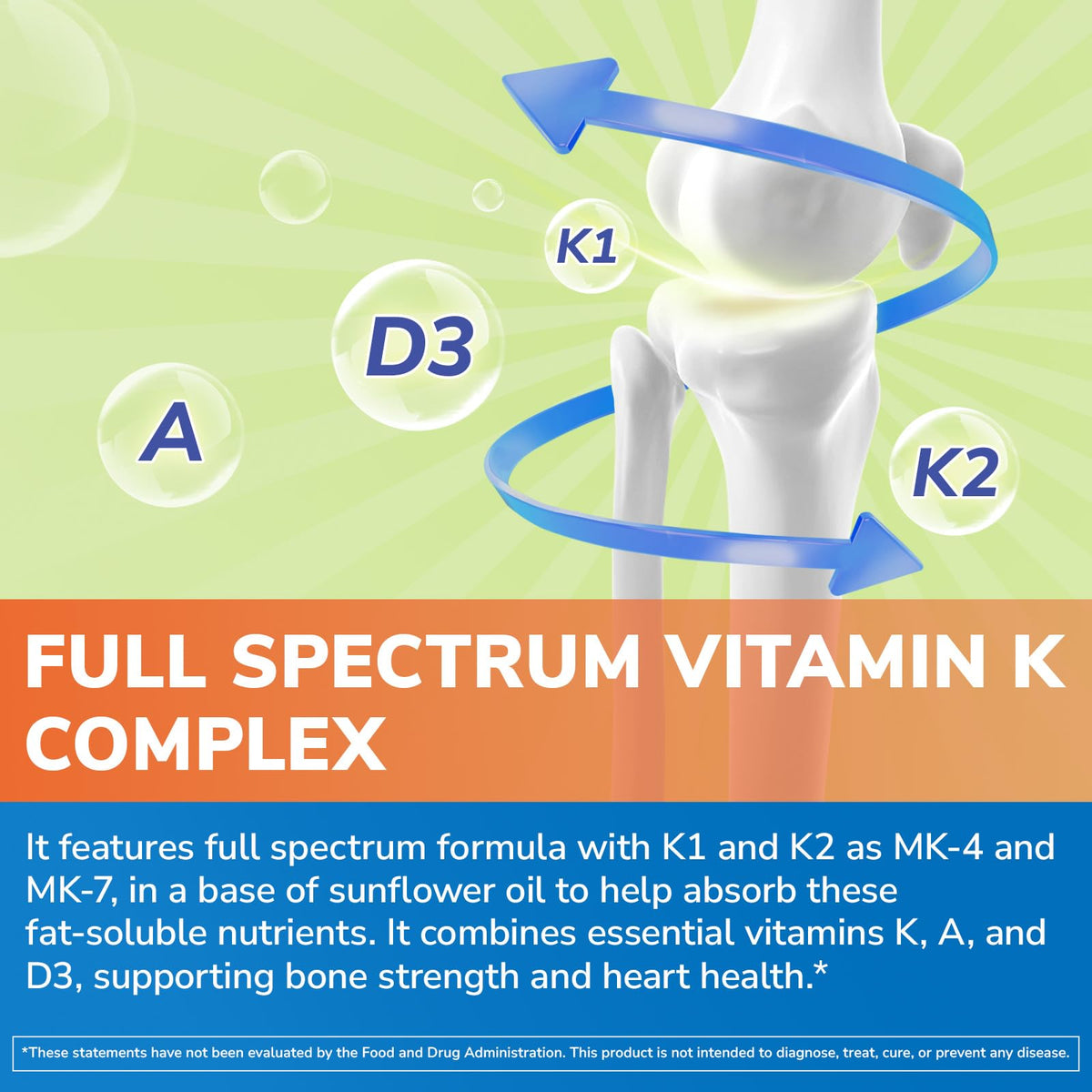 Capsules de Complexe de Vitamine K Vitalibre sur fond blanc