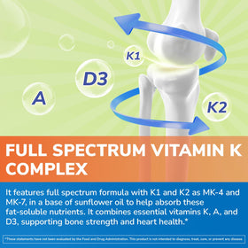 Capsules de Complexe de Vitamine K Vitalibre sur fond blanc