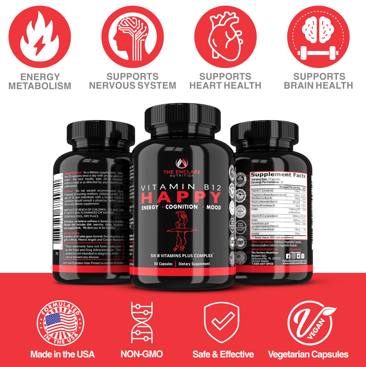 Capsules de Complexe de Vitamines B12 avec Biotine, présentation