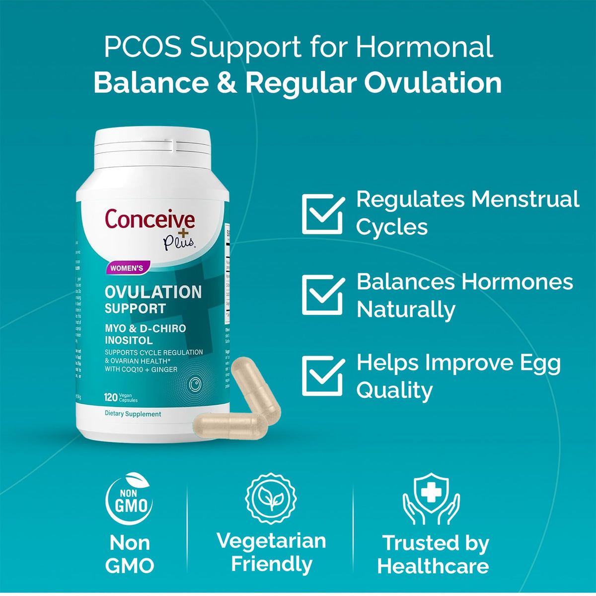 Capsules de CONCEIVE PLUS sur une surface blanche
