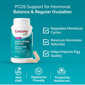 Capsules de CONCEIVE PLUS sur une surface blanche