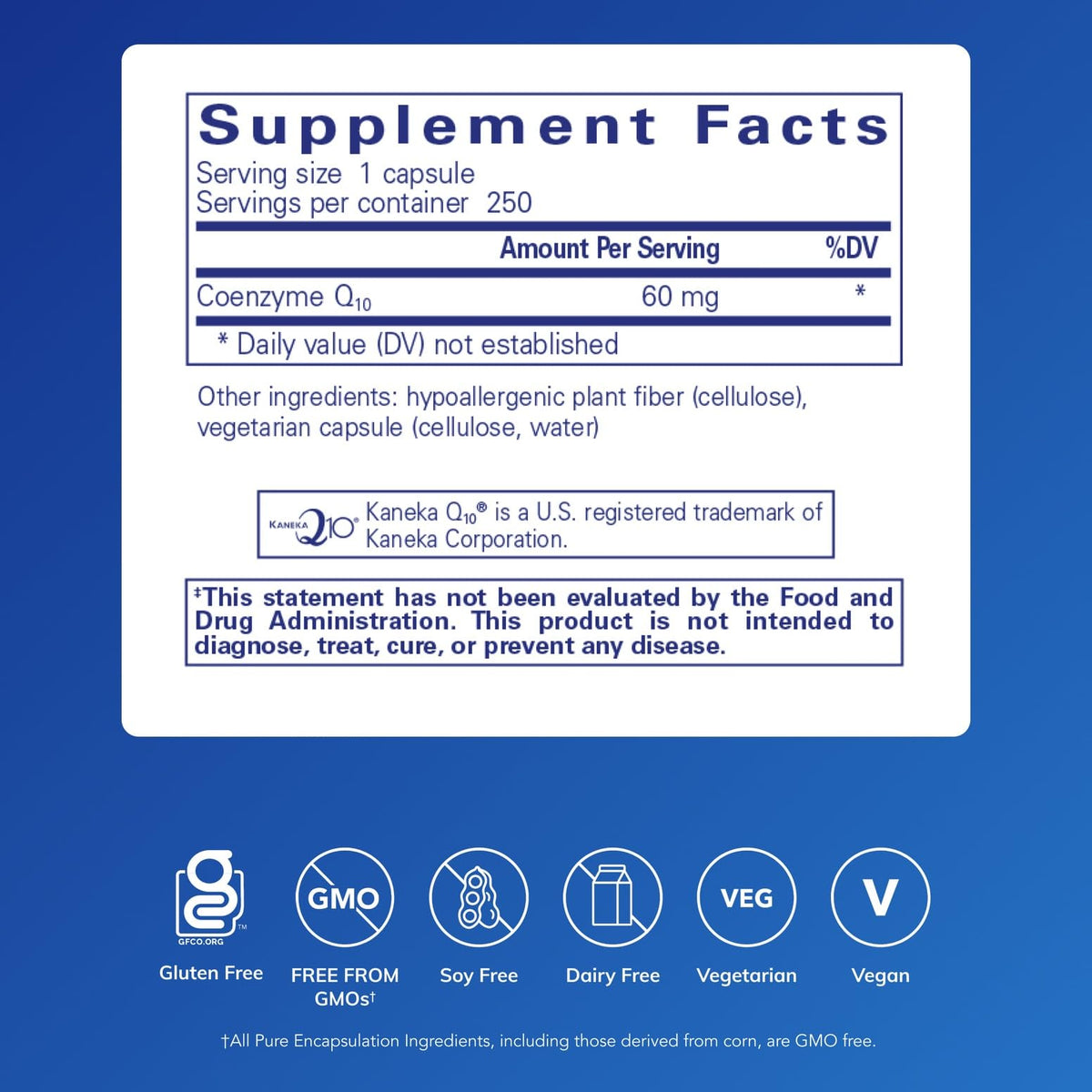 Capsules de CoQ10 Pure Encapsulations en gros plan