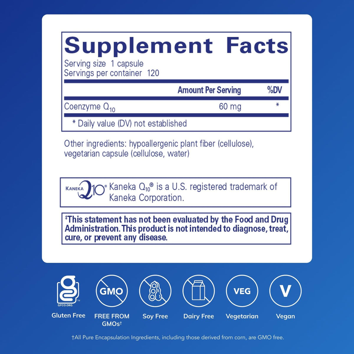 Capsules de CoQ10 Pure Encapsulations en gros plan