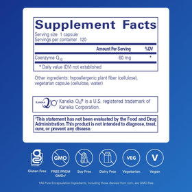 Capsules de CoQ10 Pure Encapsulations en gros plan