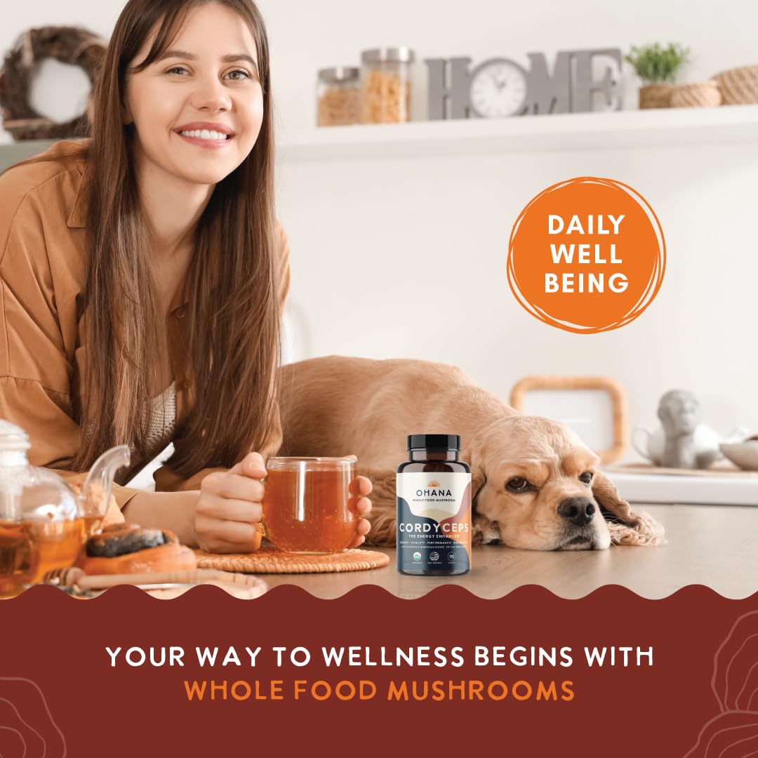 Capsules de Cordyceps bio Ohana sur un fond blanc
