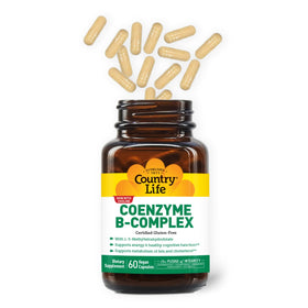 Capsules de Country Life Coenzyme B-Complex sur une table