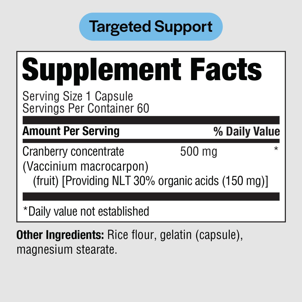 Capsules de Cranberry 500 mg PureFormulas sur une surface blanche