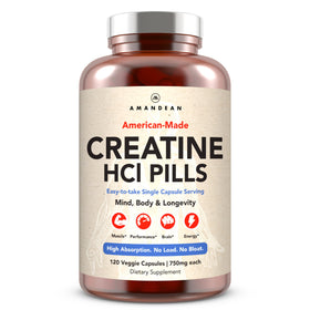 Capsules de créatine HCl AMANDEAN 750mg vue de face