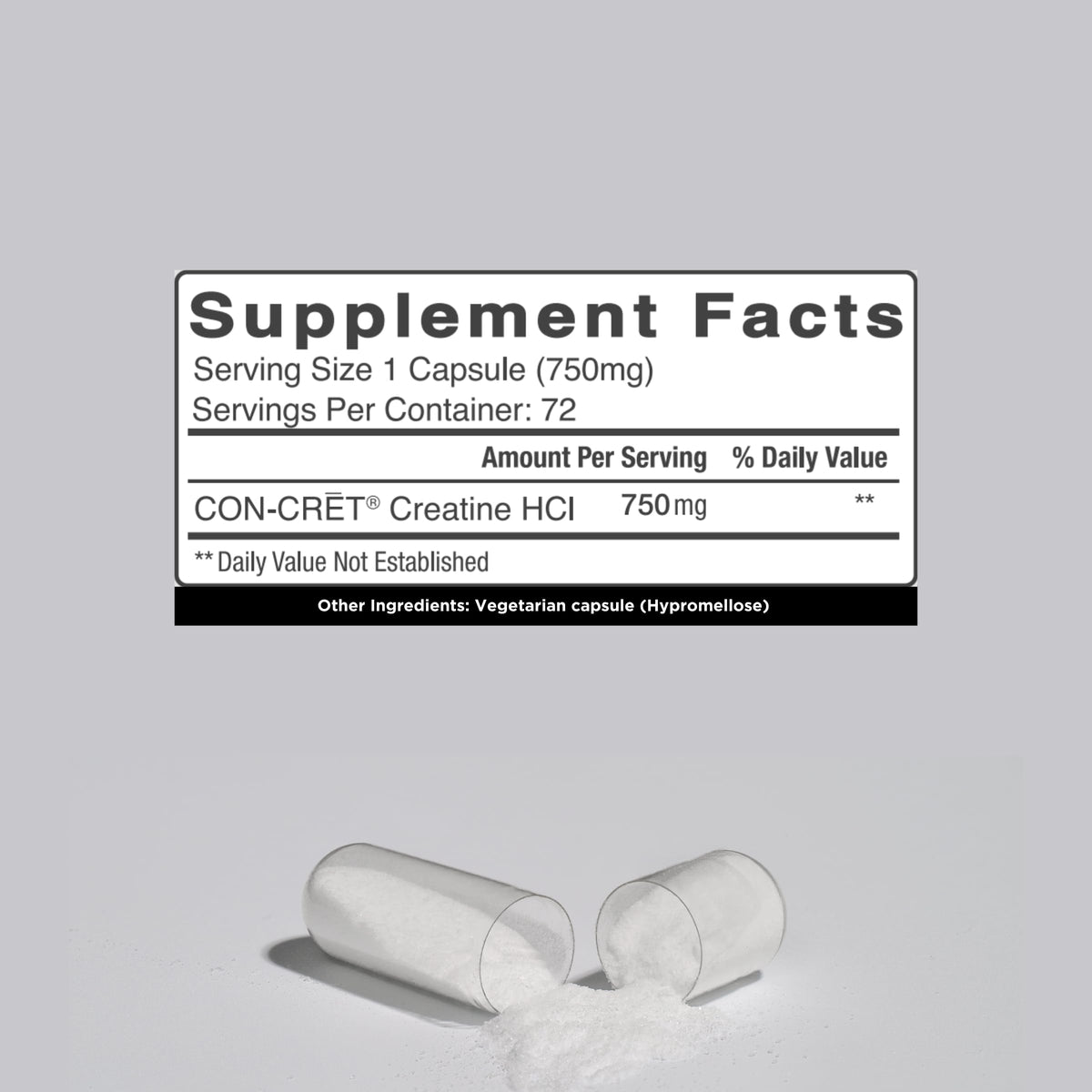 Capsules de créatine HCl CON-CRET avec un fond de bureau