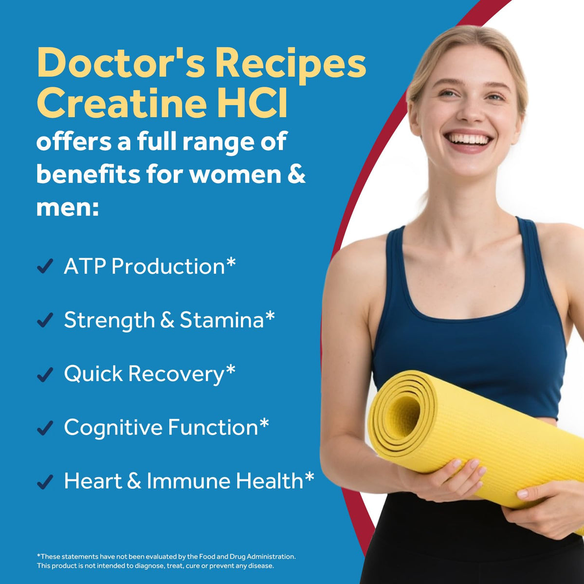 Capsules de créatine HCl Doctor's Recipes sur une surface blanche