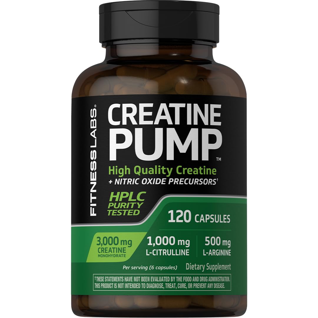 Capsules de créatine monohydrate Fitness Labs, 3000mg, vue de face