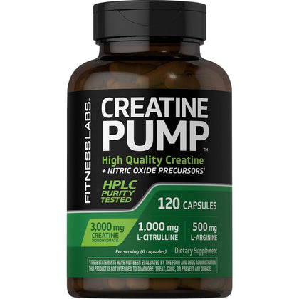 Capsules de créatine monohydrate Fitness Labs, 3000mg, vue de face