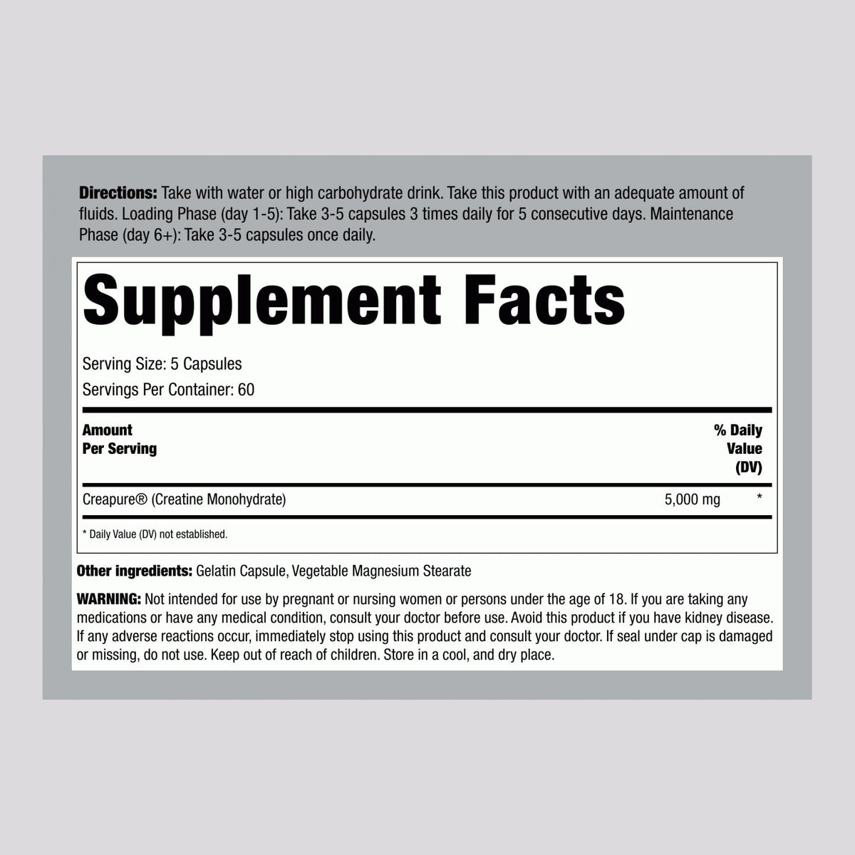 Capsules de créatine monohydrate Fitness Labs en gros plan