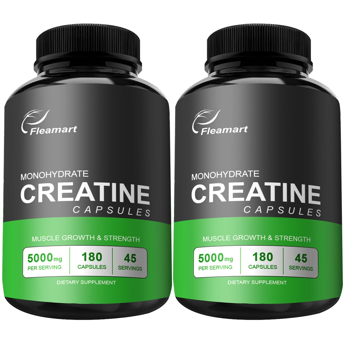 Capsules de créatine monohydrate Fleamart 5000mg devant l'emballage