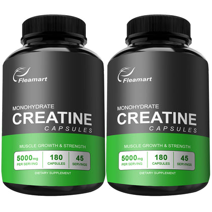 Capsules de créatine monohydrate Fleamart 5000mg devant l'emballage