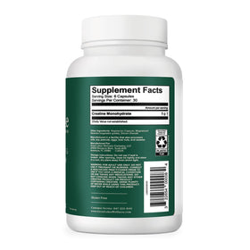 Capsules de créatine monohydrate Great Lakes Gelatin sur une table