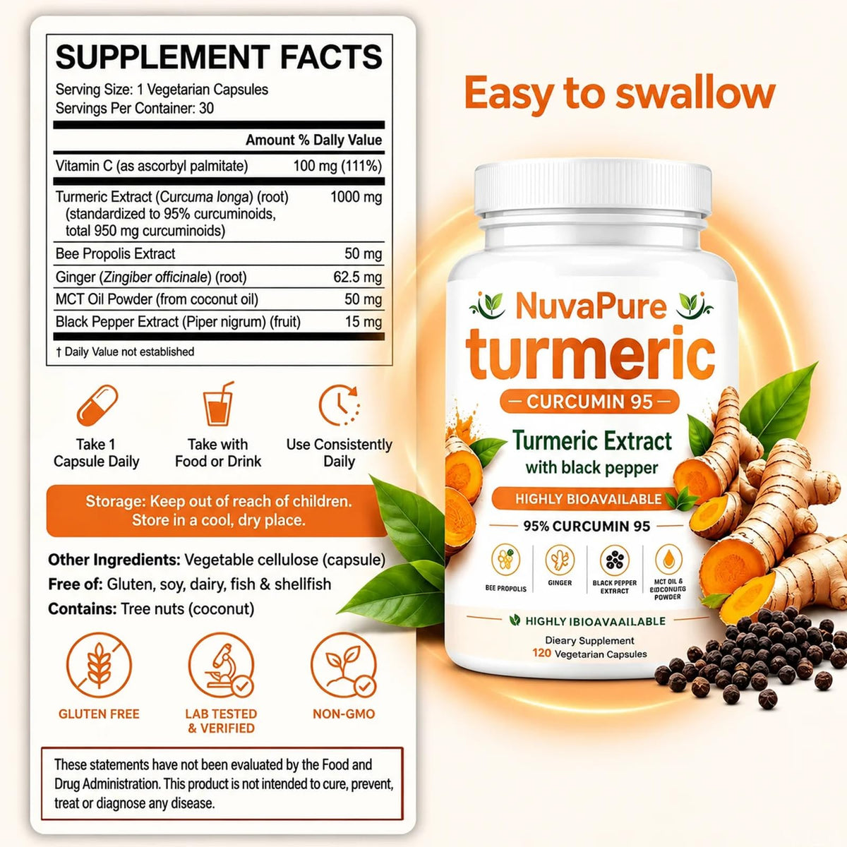 Capsules de curcuma avec poivre noir en mode de vie quotidien