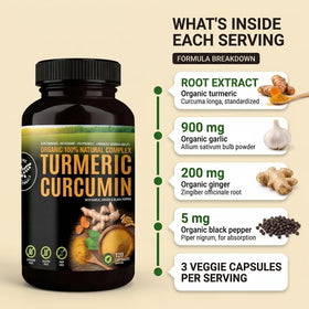 Capsules de Curcuma Bio 500mg de HERBALS, vue de haut