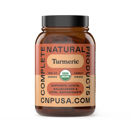 Capsules de Curcuma Bio 600mg de Complete Natural Products vue de face