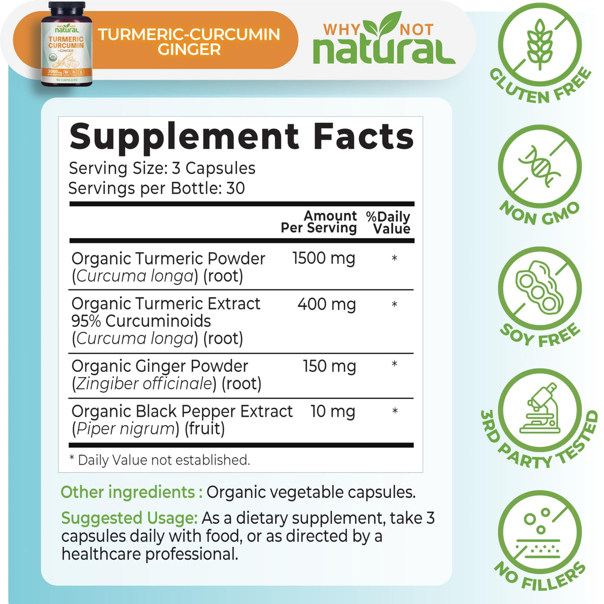 Capsules de Curcuma Bio prêtes à être consommées