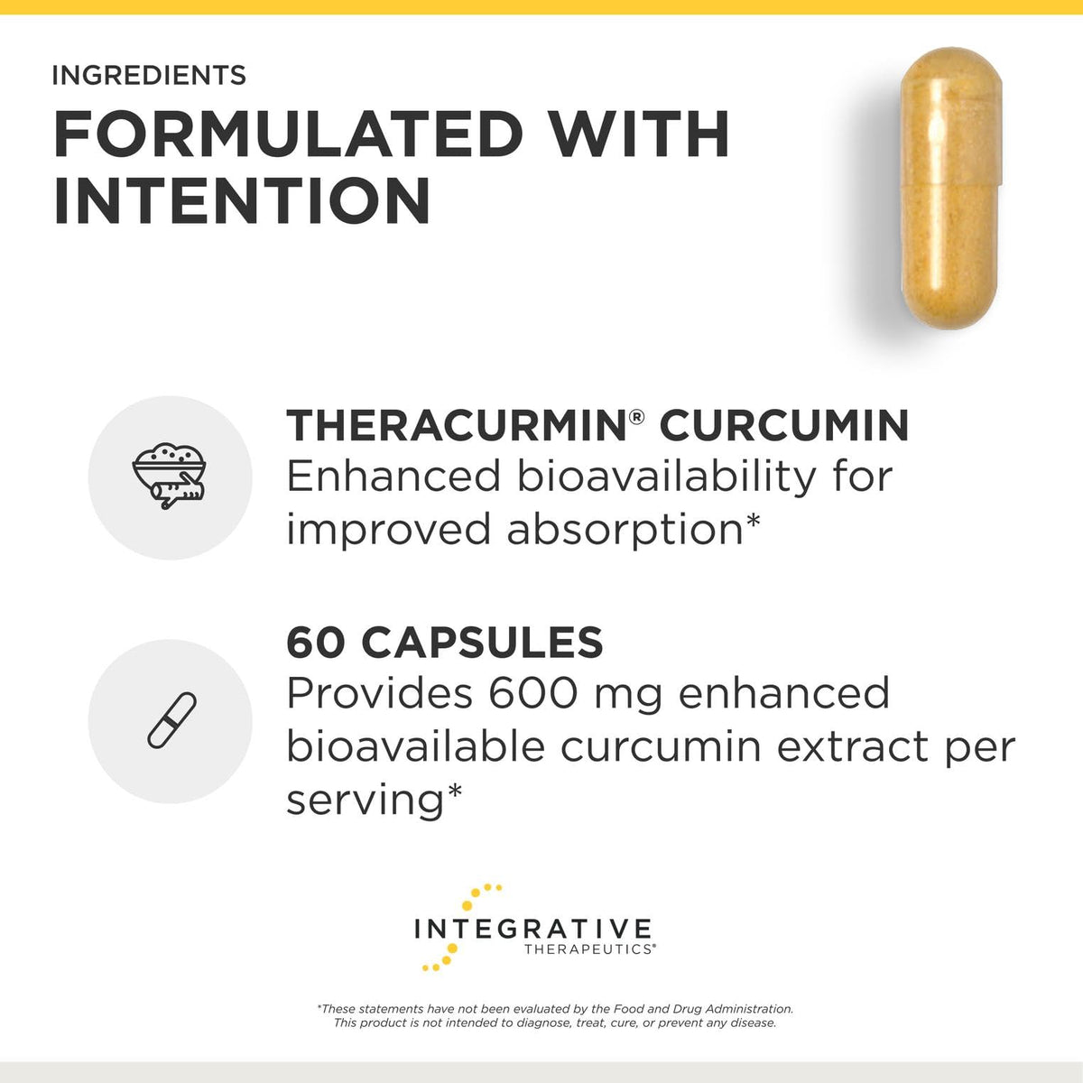Capsules de curcuma bioactif Theracurmin HP sur fond blanc