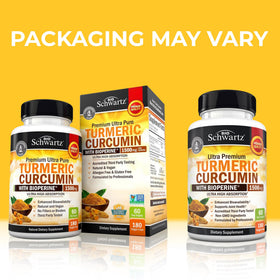 Capsules de curcuma BioSchwartz sur fond blanc
