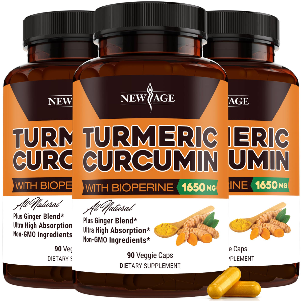 Capsules de Curcuma Curcumin NEW AGE vue de face