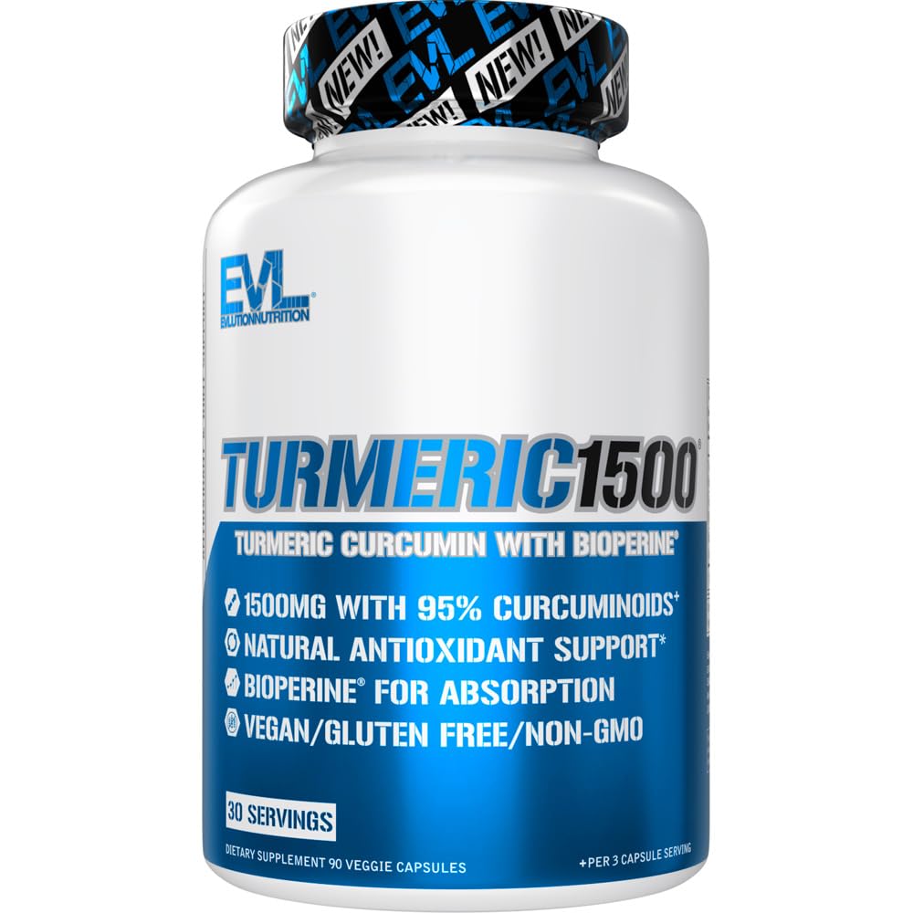 Capsules de curcuma Evlution 1500mg avec BioPerine et poivre noir