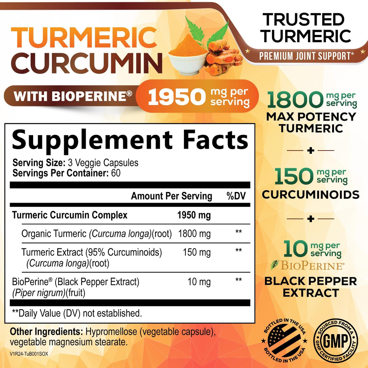 Capsules de Curcuma Nature's Nutrition avec dosage visible