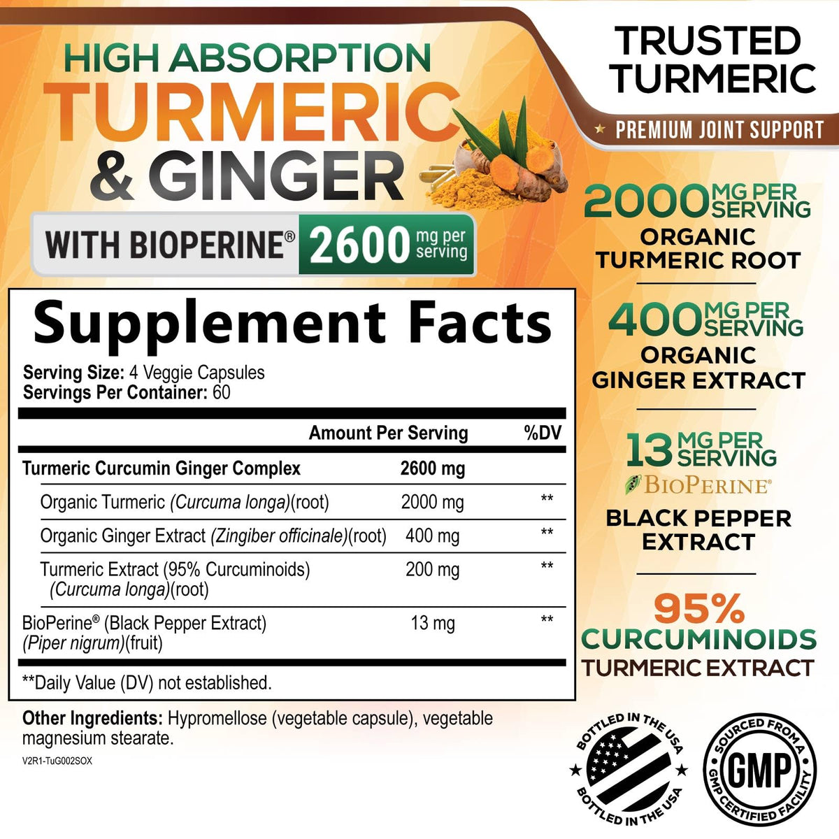 Capsules de Curcuma Nature's Nutrition dans un flacon