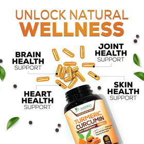 Capsules de Curcuma Nature's Nutrition dans un verre