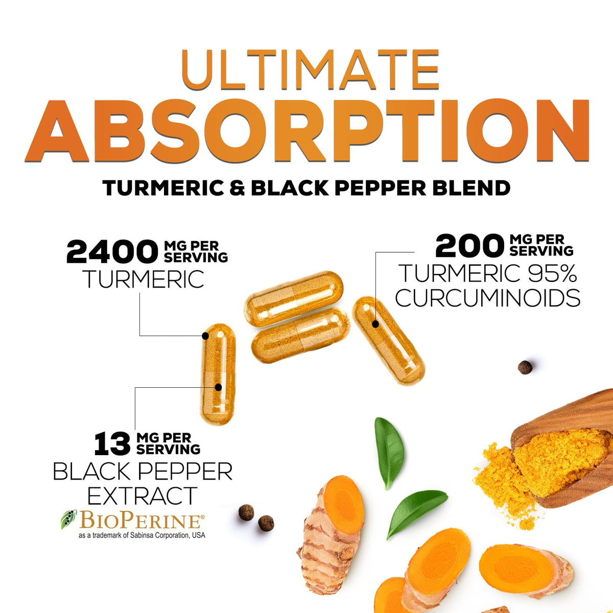 Capsules de curcuma Nature's Nutrition sur une table