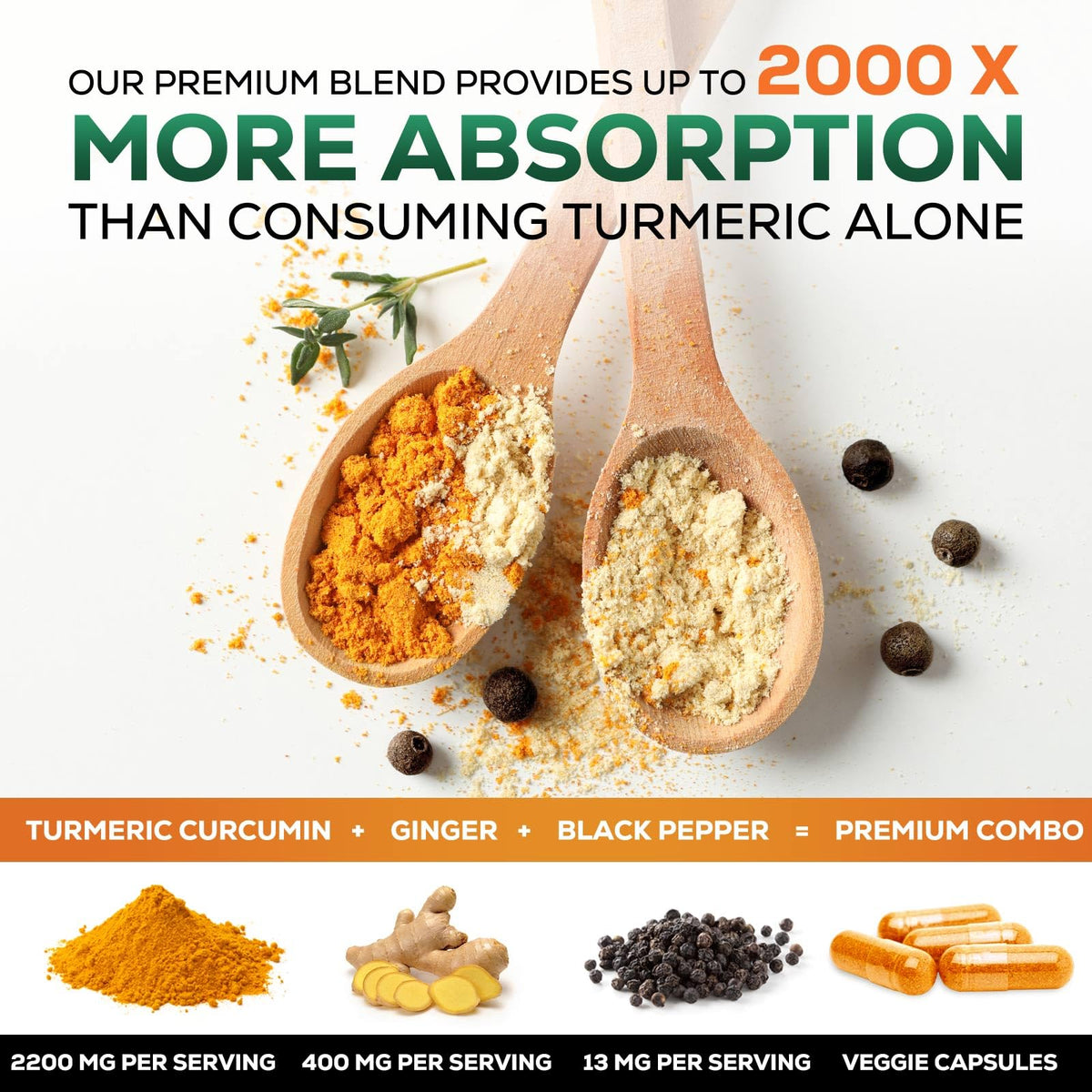 Capsules de Curcuma Nature's Nutrition sur une table en bois