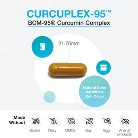 Capsules de curcuma XYMOGEN CurcuPlex-95 sur une surface blanche