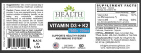 Capsules de D3 + K2 avec dosage de 7500 IU et 200 mcg