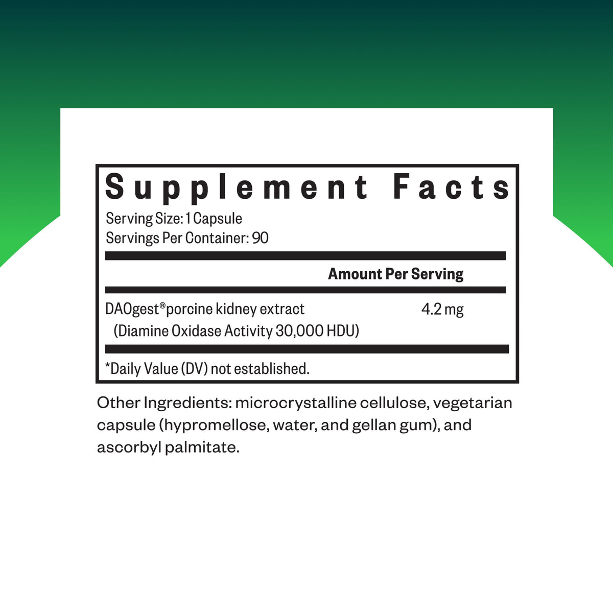 Capsules de DAO Enzyme de Seeking Health sur fond blanc