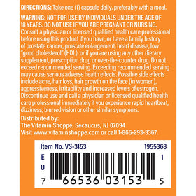 Capsules de DHEA 50MG The Vitamin Shoppe sur fond blanc